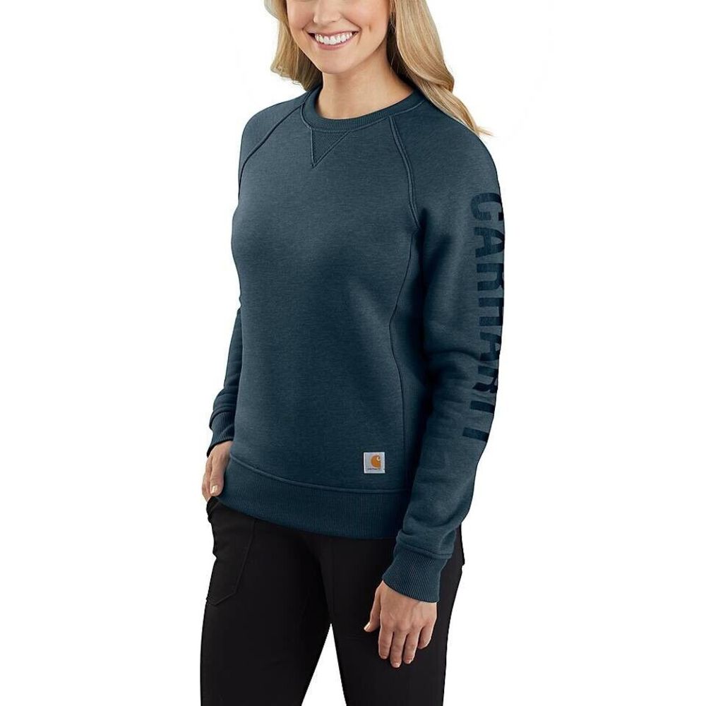 Carhartt Midweight Logo Sleeve Graphic Sweatshirt Womens 2X Relaxed Fit Blue NWT - Picture 2 of 16